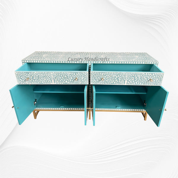 Bone Inlay Scroll Vine Buffet Green 3