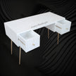 Scroll Vine Bone Inlay Desk White 3