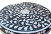 Round Side Table Mother Of Pearl Inlay Floral Design Black 5