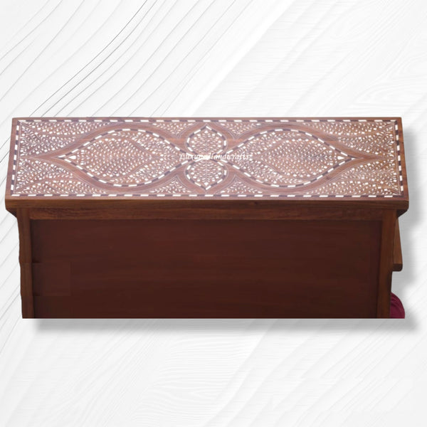 Teak Wood Bone Inlaid Cabinet