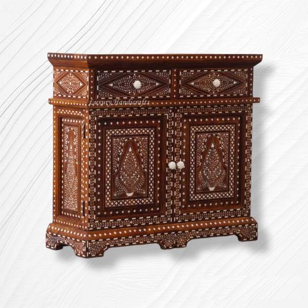 Teak Wood Bone Inlaid Cabinet