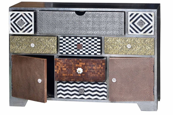 Ten Drawers Chest Metal Brass Bone Copper