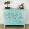 Mother Of Pearl Inlay 4 Drawer Star Chest Turquoise 1