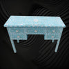 Turquoise Mother Of Pearl Inlay 5 Drawer Desk 2