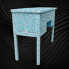 Turquoise Mother Of Pearl Inlay 5 Drawer Desk 3