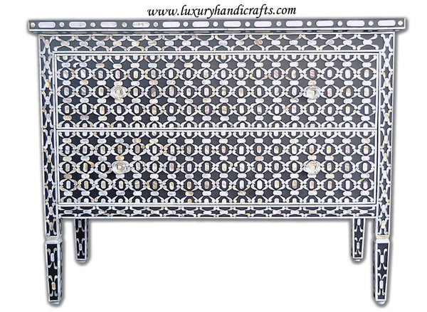 Two Drawer Quote Chest Black Mother Of Pearl Inlay