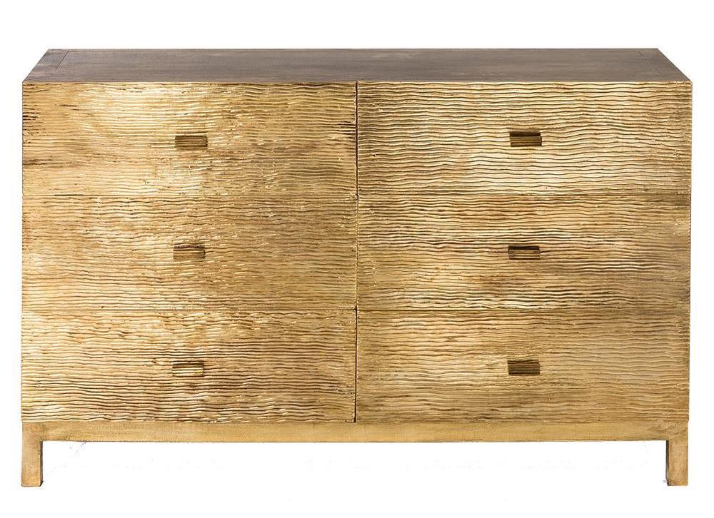 Wave Design Brass Sideboard 6 Drawers