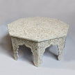 MOP Inlay Floral Octagonal Coffee Table Beige 1