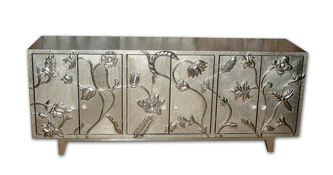 White Metal Flower Carved Buffet 1