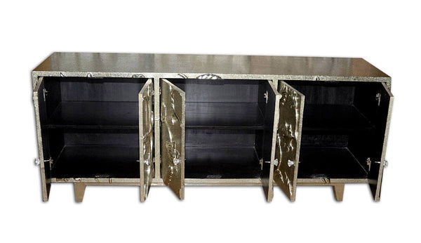 White Metal Flower Carved Buffet