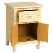 Yellow Bone Inlay Arctic Bedside 1 Drawer 2 Door Nightstand 3