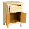 Yellow Bone Inlay Arctic Bedside 1 Drawer 2 Door Nightstand 3