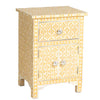 Yellow Bone Inlay Arctic Bedside 1 Drawer 2 Door Nightstand 2
