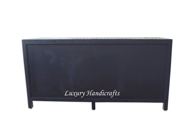 Black Zebra Bone Inlay 2 Door 4 Drawer Buffet