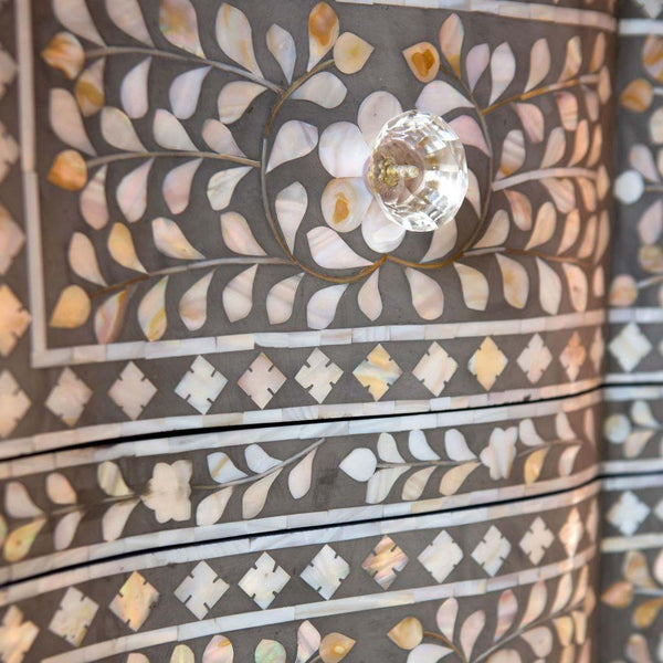 Estelle Mother of Pearl Inlay Curved Dresser Grey