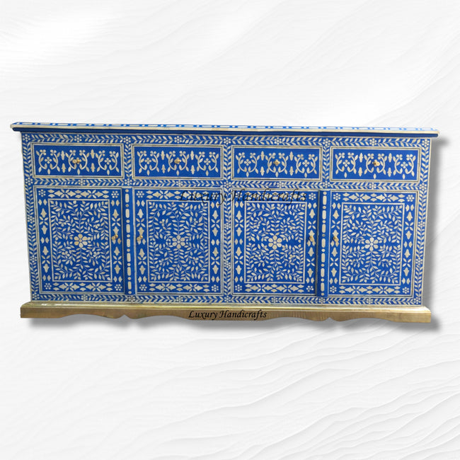 Arabic Floral Bone Inlay Buffet Blue 1