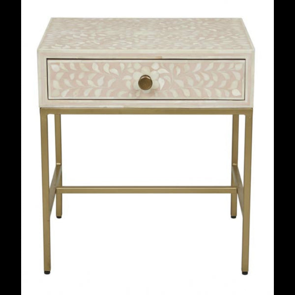 Blossom Bone Inlay Nightstand Pink