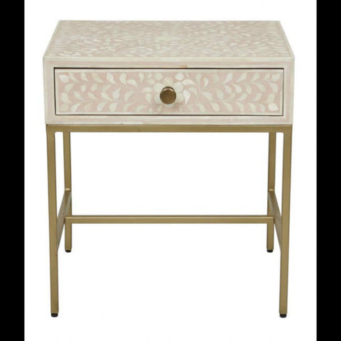 Blossom Bone Inlay Nightstand Pink 