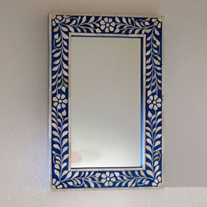 Blue Bone Inlay Floral Mirror