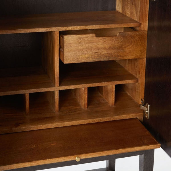 Bone Inlay Geometric Bar Cabinet Black