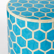 Bone Inlay Round Stool Honeycomb Design Turquoise 3