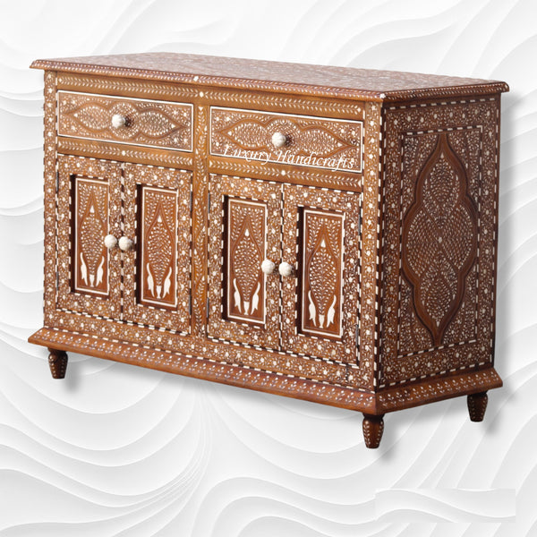 Teak Wood Bone Inlaid Buffet
