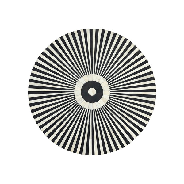 Bone Inlay Center Table Stripe Design Black