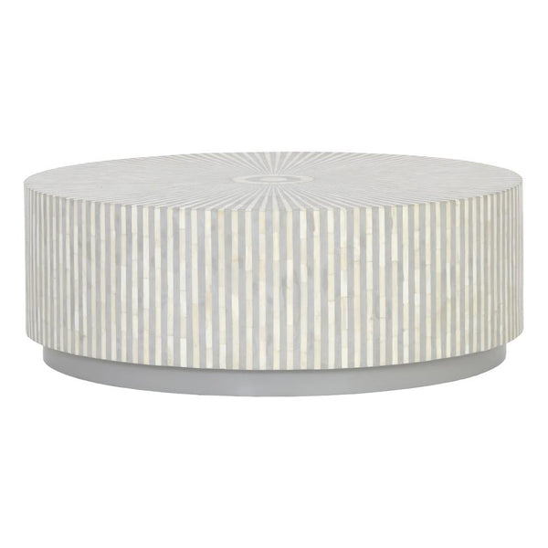 Bone Inlay Center Table Stripe Design Grey
