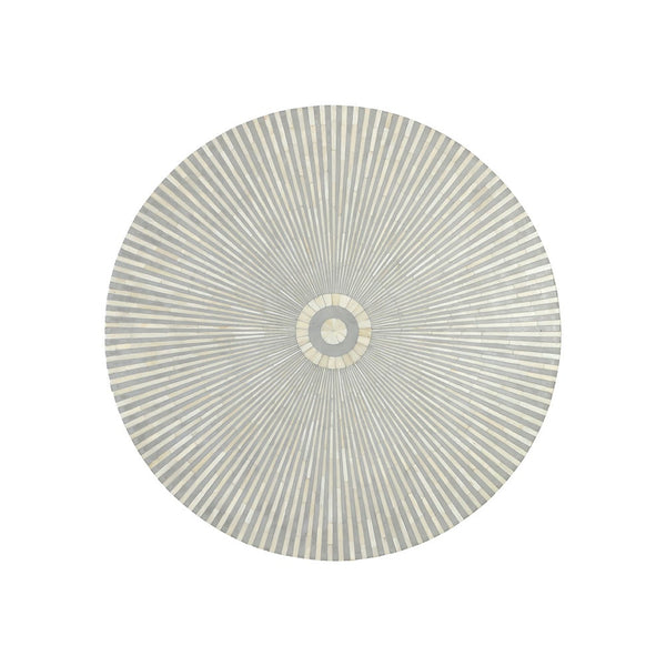 Bone Inlay Center Table Stripe Design Grey