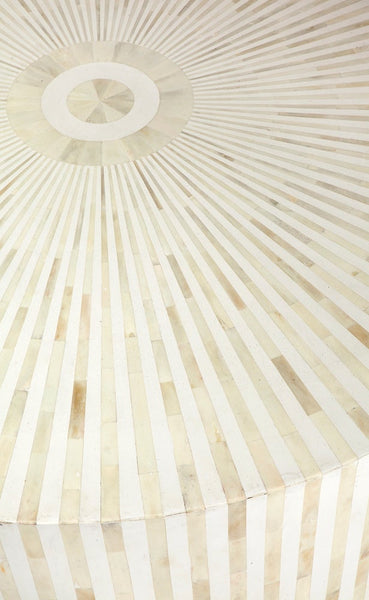 Bone Inlay Center Table Stripe Design White