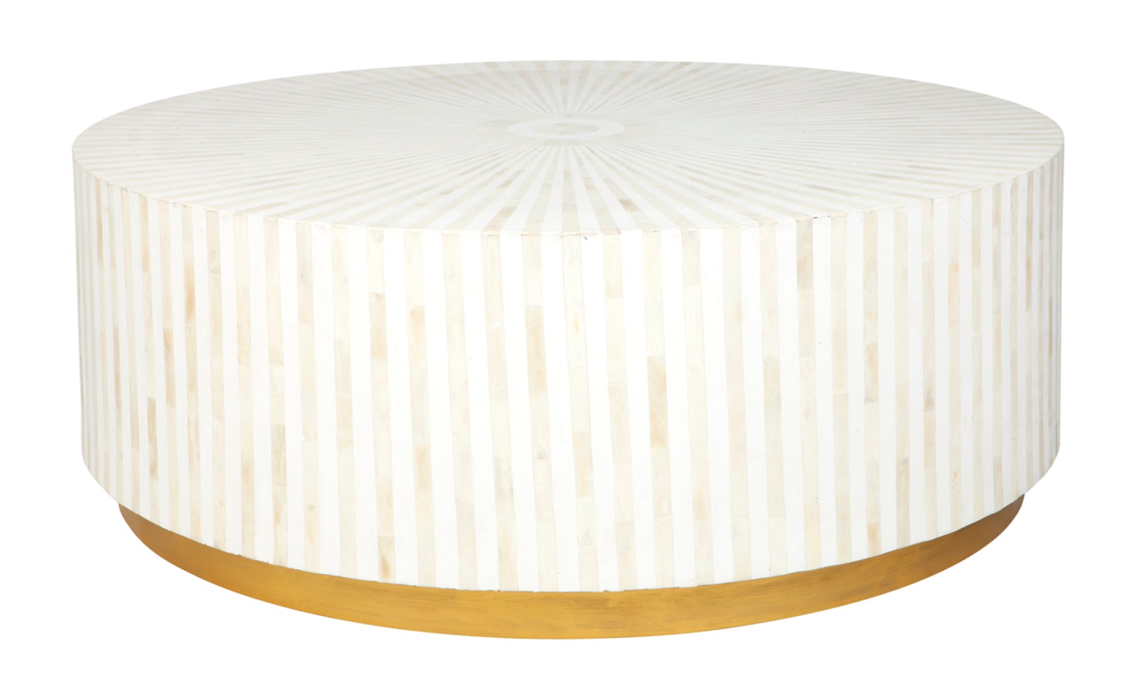 Bone Inlay Center Table Stripe Design White