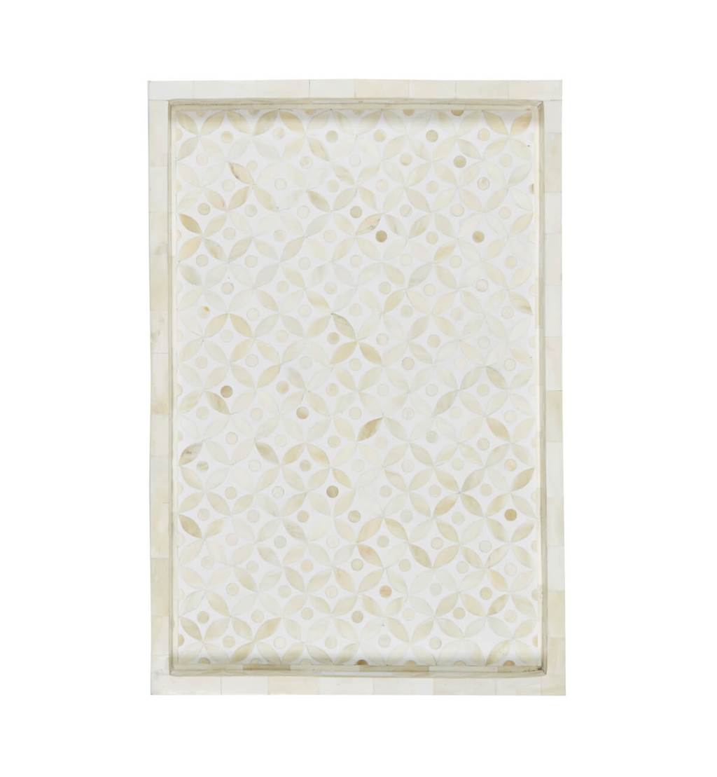 Bone Inlay Tray Geometric Design White