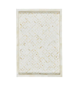 Bone Inlay Tray Geometric Design White