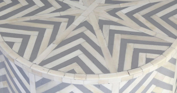 Chevron Bone Inlay Stool Grey