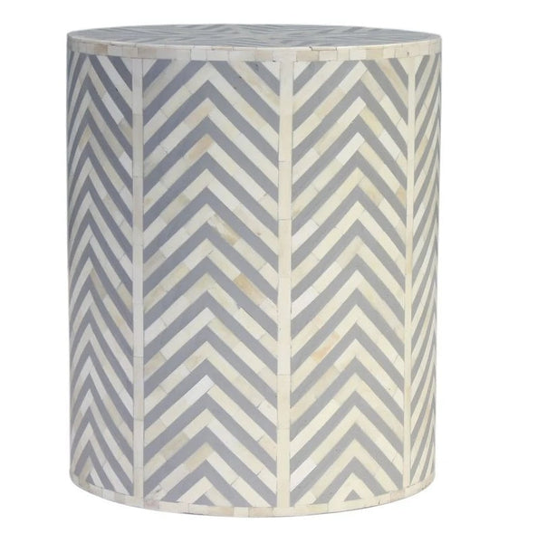 Chevron Bone Inlay Stool Grey