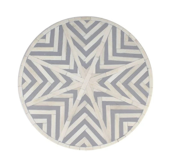 Chevron Bone Inlay Stool Grey