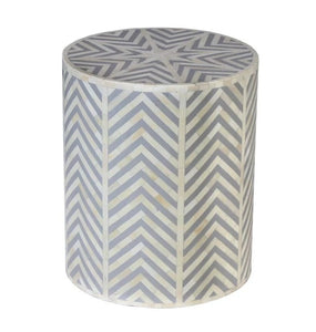Chevron Bone Inlay Stool Grey