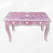 Curved Mother of Pearl Inlay Desk Floral Burgundy 2