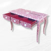 Curved Mother of Pearl Inlay Desk Floral Burgundy 3