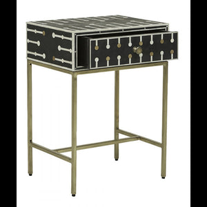 Dot Bone Inlay Nightstand Black