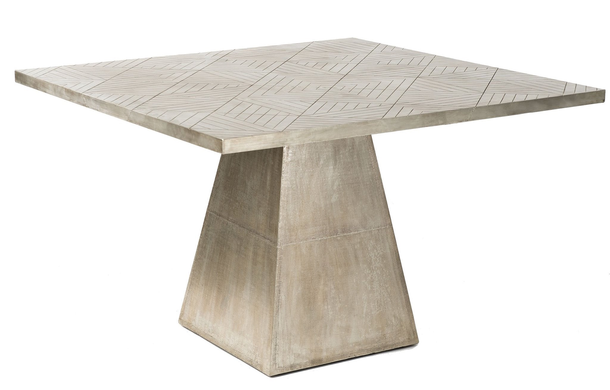 Embossed White Metal Dining Table