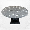 Floral Stripe Bone Inlay Round Floral Dining Table Black 1