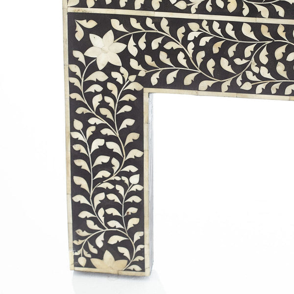 Floral Bone Inlay Headboard Black