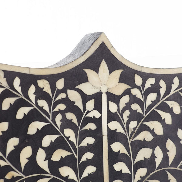 Floral Bone Inlay Headboard Black