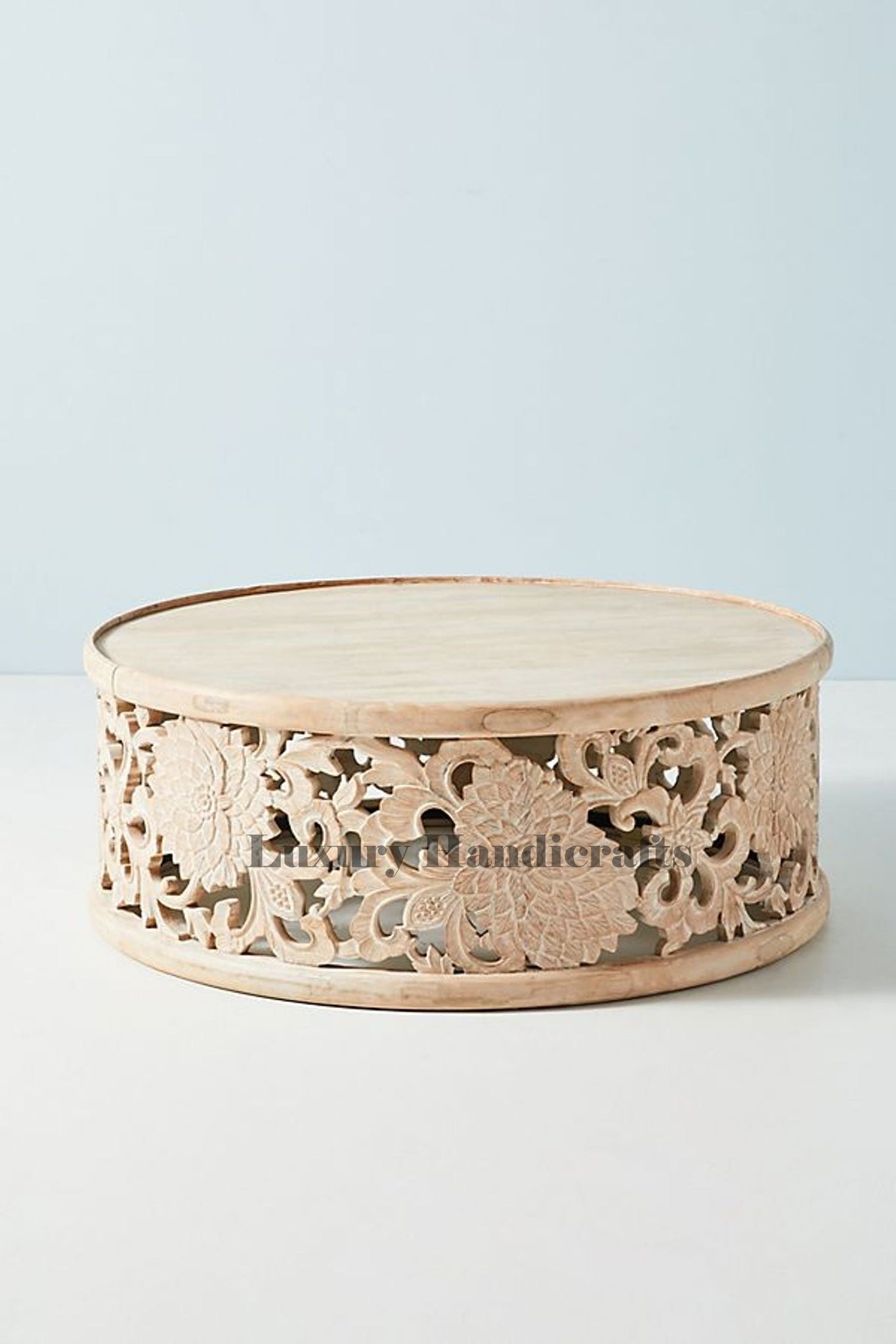 Floral Design Coffee Table Large in Natural Brown color