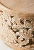 Handcarved Floral Side Table Natural Brown