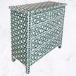 Flower Bone Inlay 5 Drawer Chest Teal Green 2