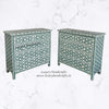 Flower Bone Inlay 5 Drawer Chest Teal Green 4