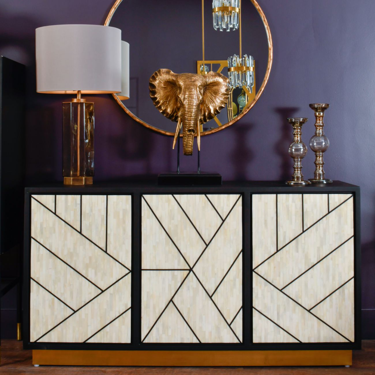 Full Bone Door Credenza Black
