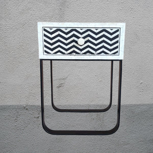 FUSION Chevron Bone Inlay Bedside Black Ready to Ship